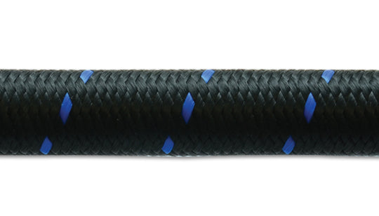 Vibrant -12 AN Two-Tone Black/Blue Nylon Braided Flex Hose (5 foot roll)