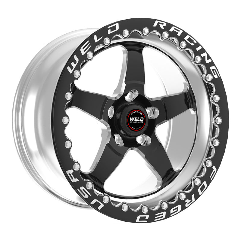 Weld S71 15x10.33 / 5x4.75 BP / 7.5in. BS Black Wheel (Medium Pad) - Black Single Beadlock MT