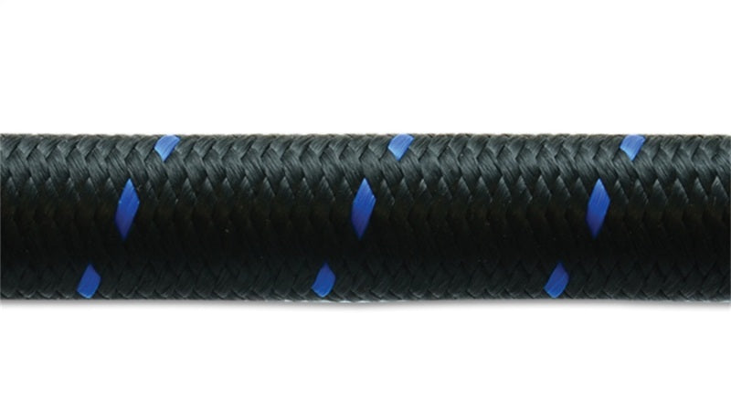 Vibrant -6 AN Two-Tone Black/Blue Nylon Braided Flex Hose (20 foot roll)