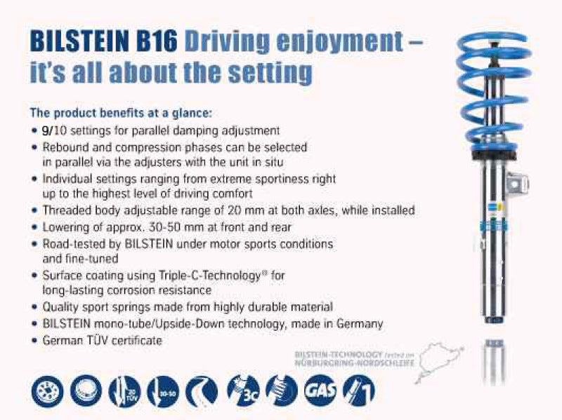 Bilstein B16 (PSS10) 2015 BMW M3 / M4 Front & Rear Performance Suspension System