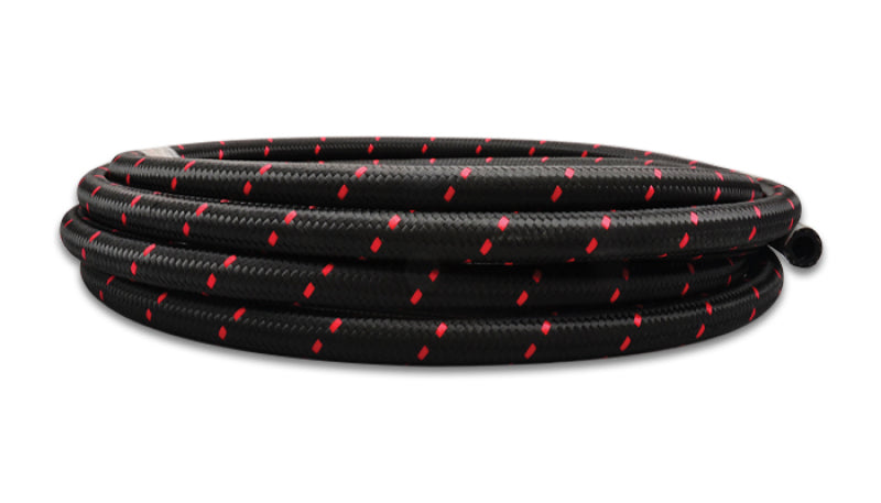 Vibrant -8 AN Two-Tone Black/Red Nylon Braided Flex Hose (20 foot roll)