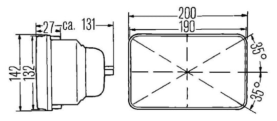 Hella Vision Plus 8in x 6in Sealed Beam Conversion Headlamp - Single Lamp